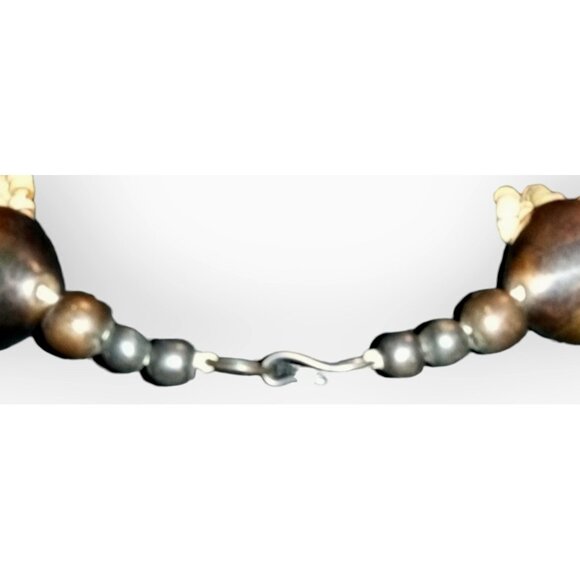 Vintage NATURAL COCONUT BEAD Necklace Light 10 Stranded Bohemian Style Summer - Picture 6 of 6